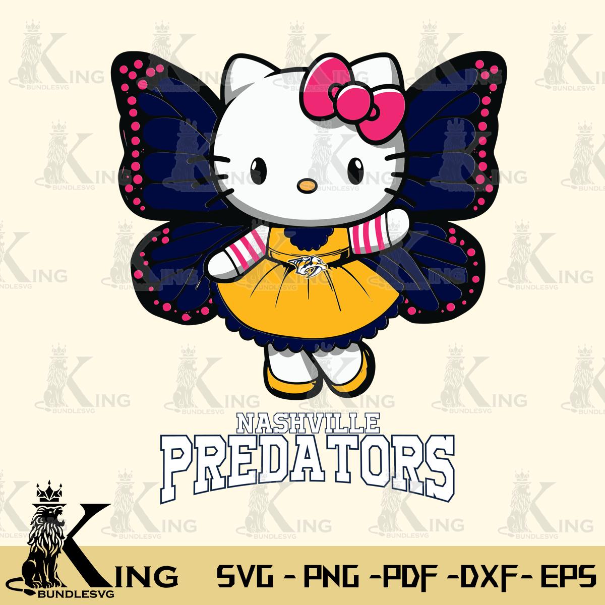 Nashville Predators Whimsical Kitty Wings Svg Eps Dxf Png File, Digital Download