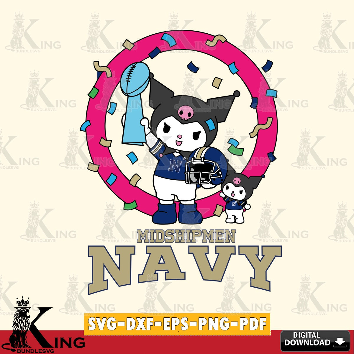 Navy Midshipmen Kuromi Football Champion SVG file, Cricut, Cut file , Digital Download , Instant Download, Sanrio svg, Clipart