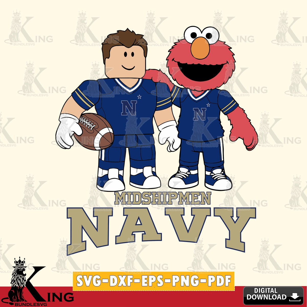 Navy Midshipmen Roblox & Elmo Football SVG file , NCAA Cricut, File cut , Digital Download , PDF File