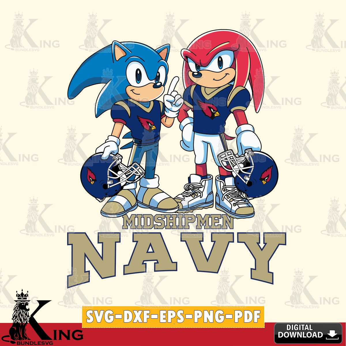 Navy Midshipmen Sonic And Knuckles Football SVG file, Vector , Digital Download , PDF File , Instant Download