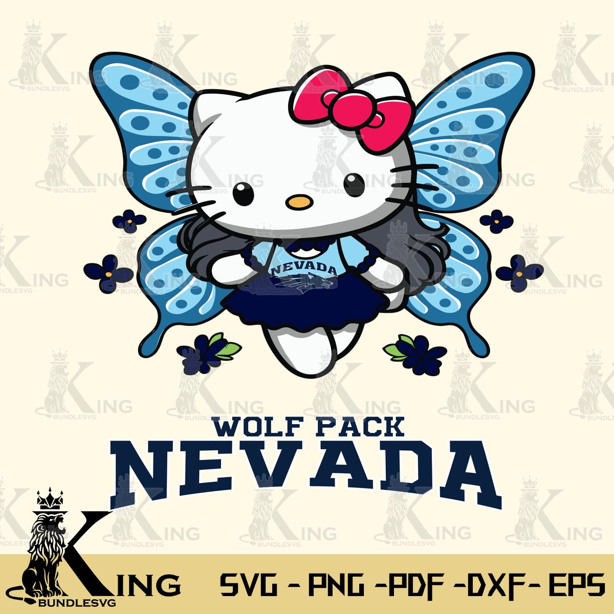 Nevada Wolf Pack Butterfly Kitty Charm Svg Eps Dxf Png File, Digital Download