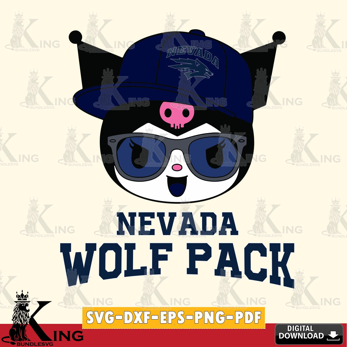 Nevada Wolf Pack Kuromi Football Cool SVG file, Cricut, Cut file , Digital Download , Instant Download, Sanrio svg, Clipart