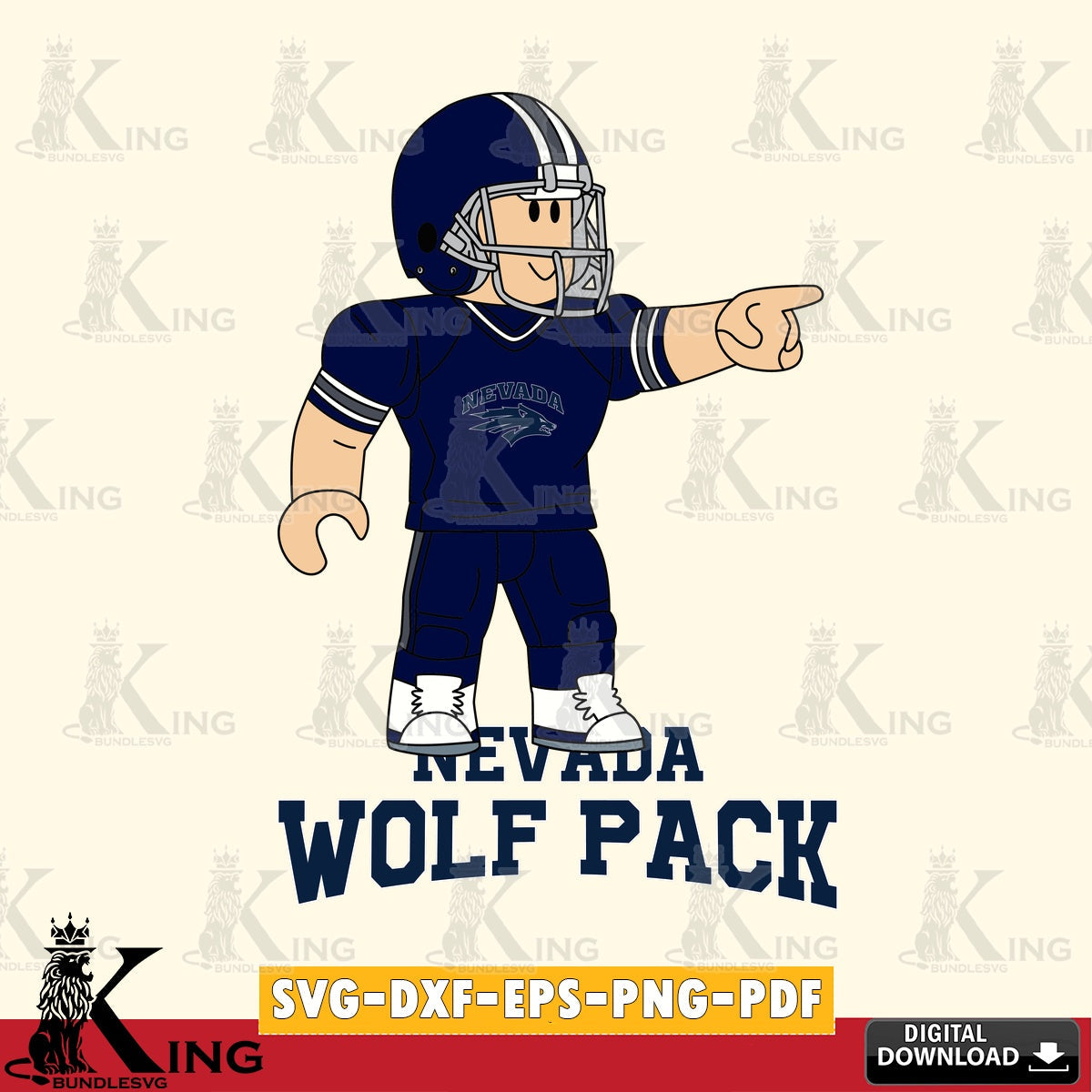 Nevada Wolf Pack Roblox Player Football SVG file , NCAA Cricut, File cut , Digital Download , PDF File