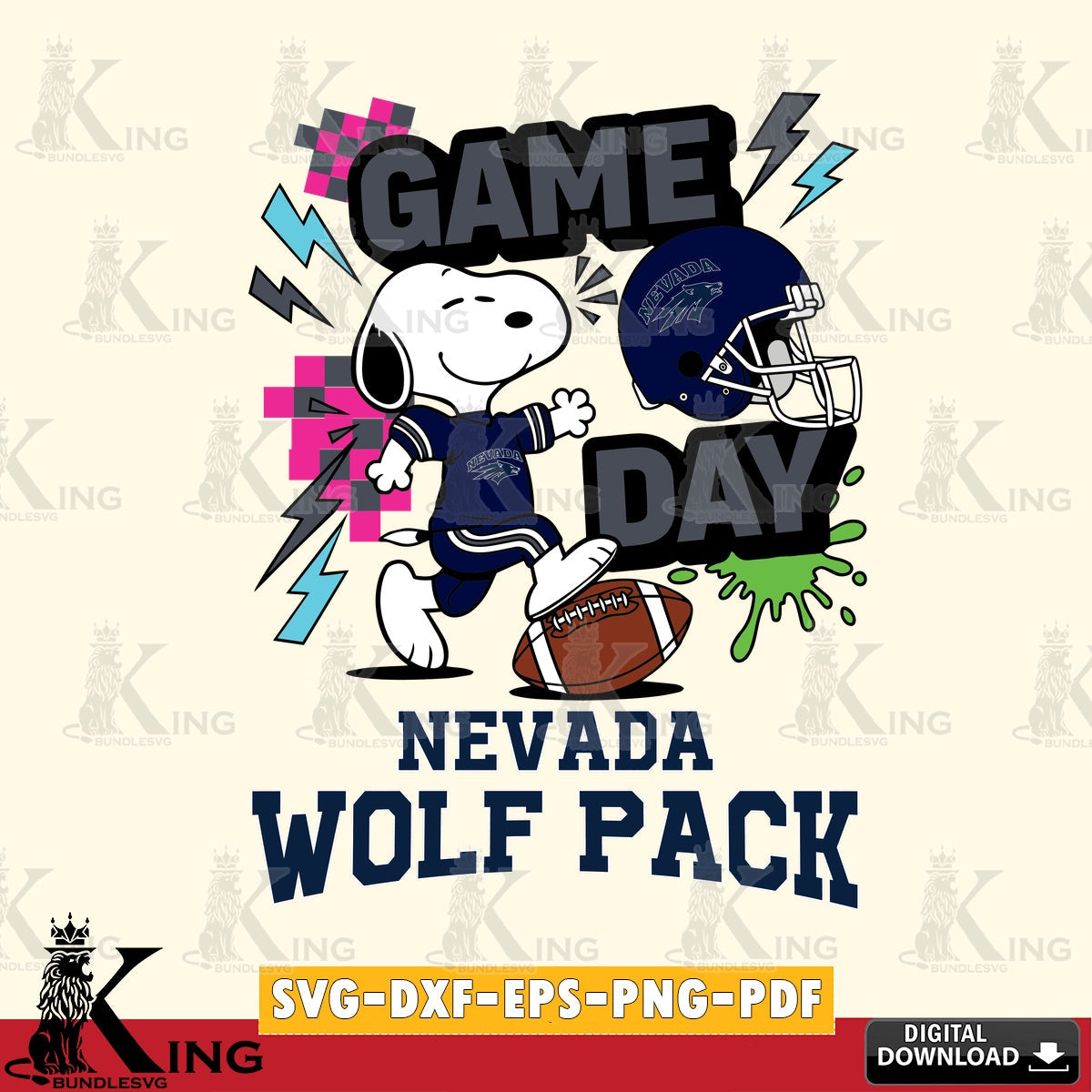Nevada Wolf Pack Snoopy Game day SVG, Cricut, Cut file , Digital Download , Instant Download, Peanuts svg, NCAA svg, Football svg, Sport svg