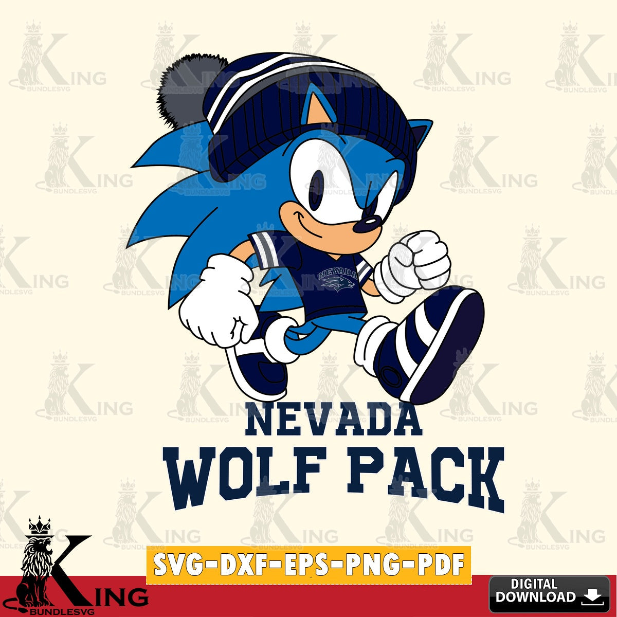 Variety pack of Nevada Wolf Pack Sonic Football digital clipart compatible with laser engraving and cutting