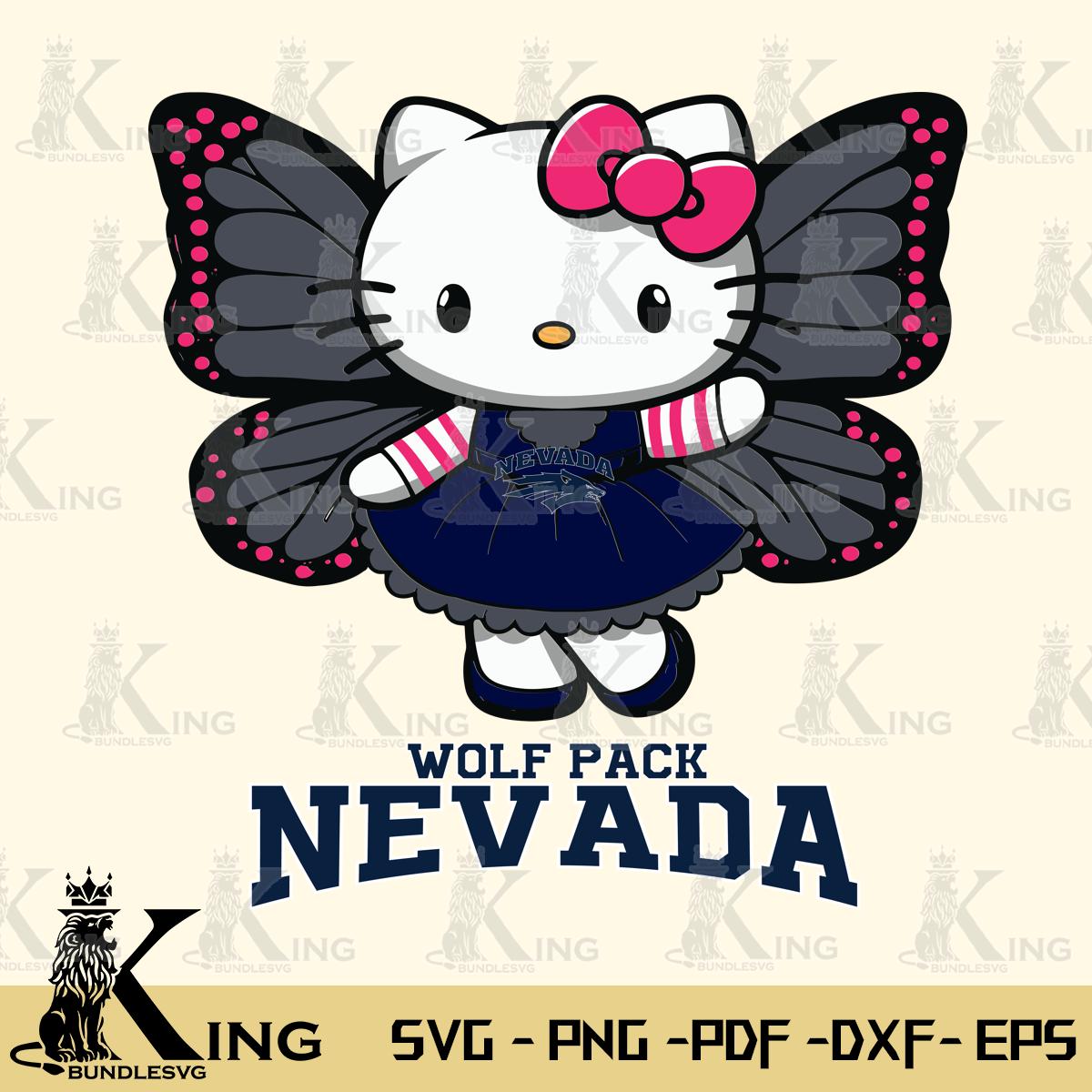 Nevada Wolf Pack Whimsical Kitty Wings Svg Eps Dxf Png File, Digital Download