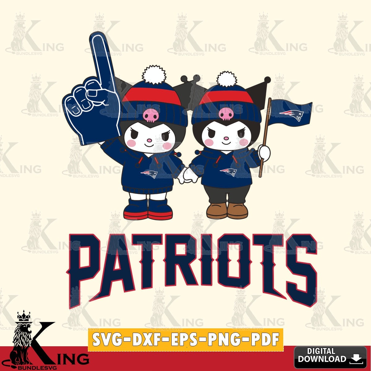 New England Patriots Kuromi rugby Fan SVG file, Cricut, Cut file , Digital Download , Instant Download, Sanrio svg, Clipart