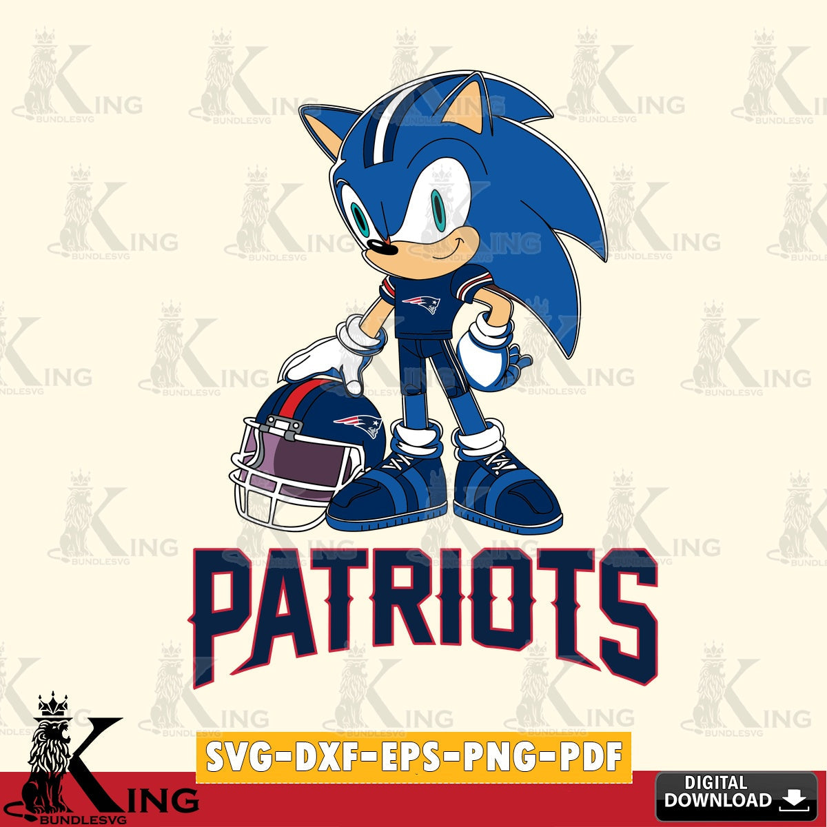 New England Patriots Sonic Player Football SVG file, Vector , Digital Download , PDF File , Instant Download
