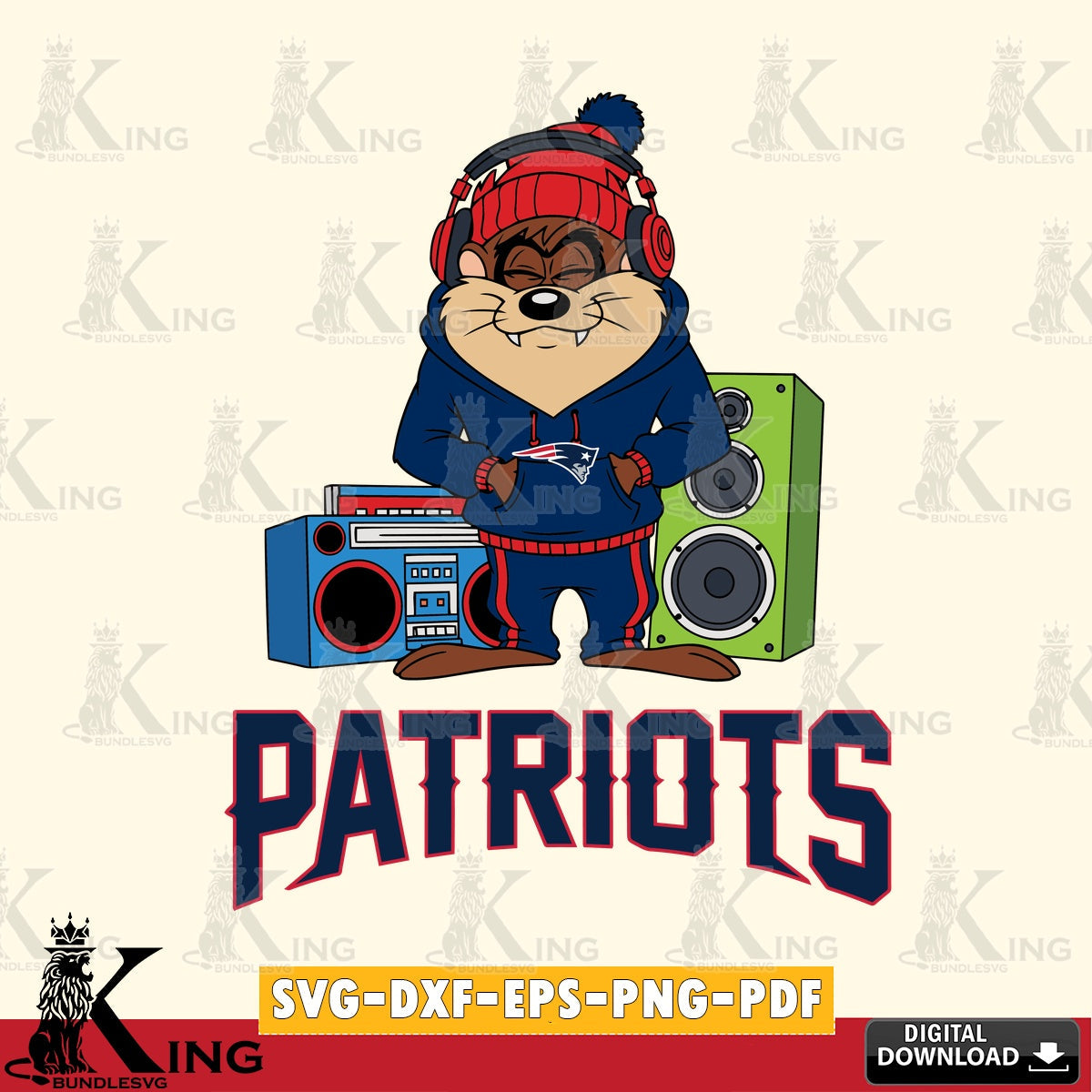 New England Patriots Taz Hip Hop Cut file , Digital Download , Instant Download, Looney Tunes svg, Football svg