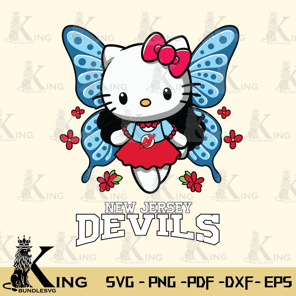 New Jersey Devils Butterfly Kitty Charm Svg Eps Dxf Png File, Digital Download