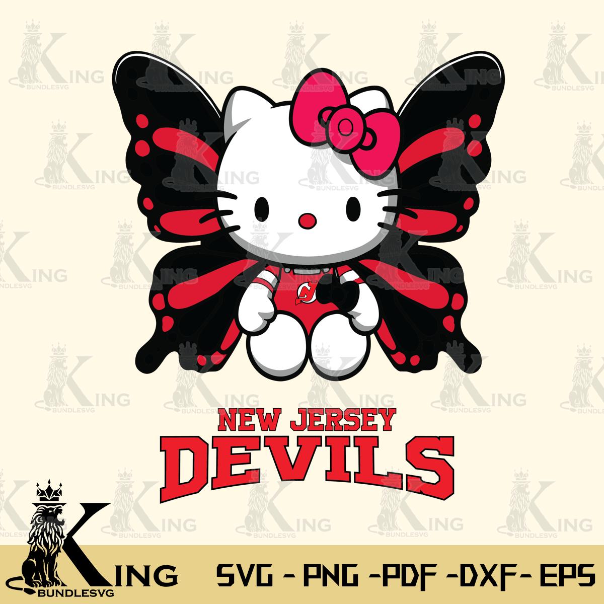 New Jersey Devils Butterfly Kitty Delight Svg Eps Dxf Png File, Digital Download