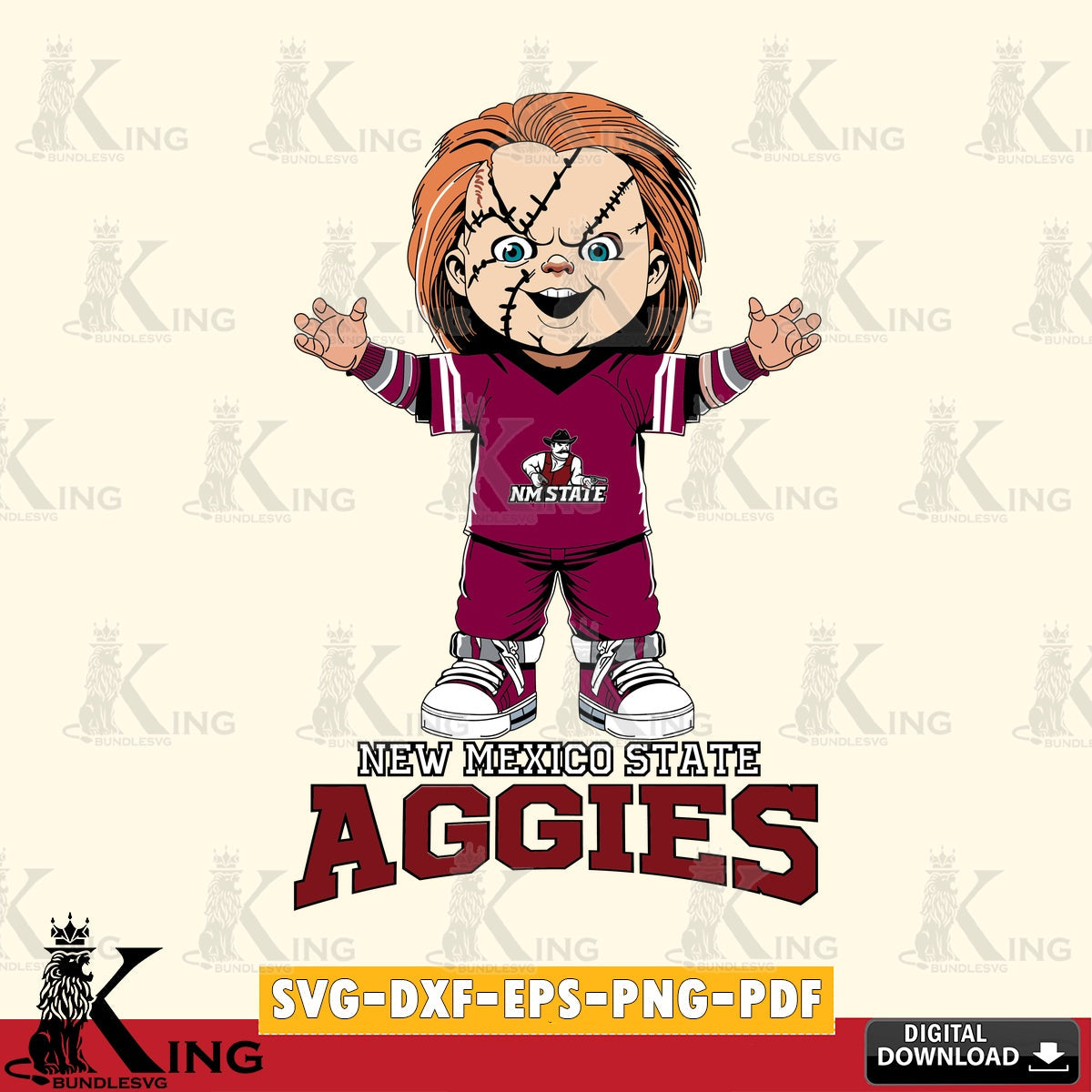 Detailed illustration of New Mexico State Aggies Chucky Football, printable vector design for sublimation and crafts