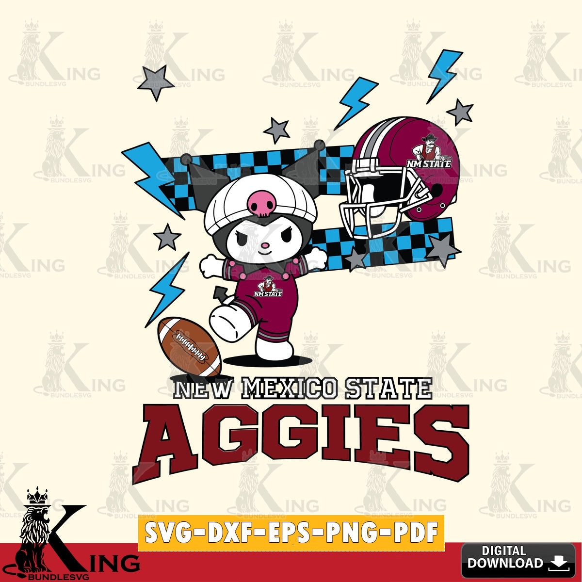 New Mexico State Aggies Kuromi Game Day SVG file, Cricut, Cut file , Digital Download , Instant Download, Sanrio svg, Clipart