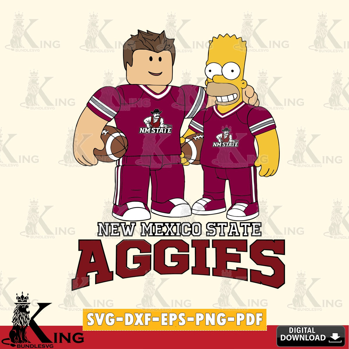 New Mexico State Aggies Roblox & Homer Simpson Football SVG file , NCAA Cricut, File cut , Digital Download , PDF File