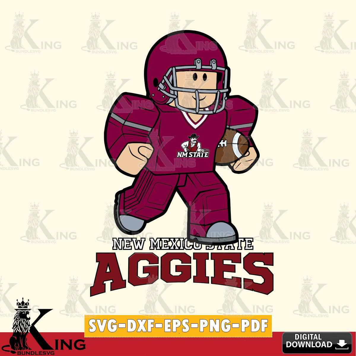 New Mexico State Aggies Roblox Player Rugby SVG file , NCAA Cricut, File cut , Digital Download , PDF File