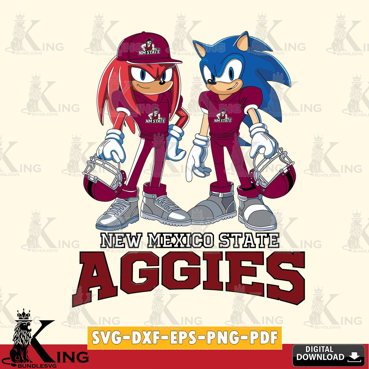 New Mexico State Aggies Sonic And Knuckles Player Football SVG file, Vector , Digital Download , PDF File , Instant Download