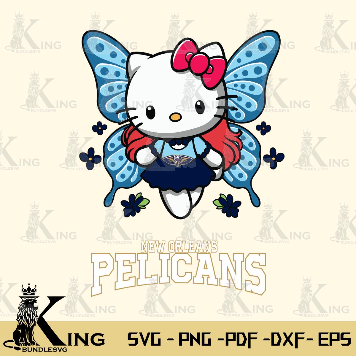 New Orleans Pelicans Butterfly Kitty Charm Svg Eps Dxf Png File, Digital Download