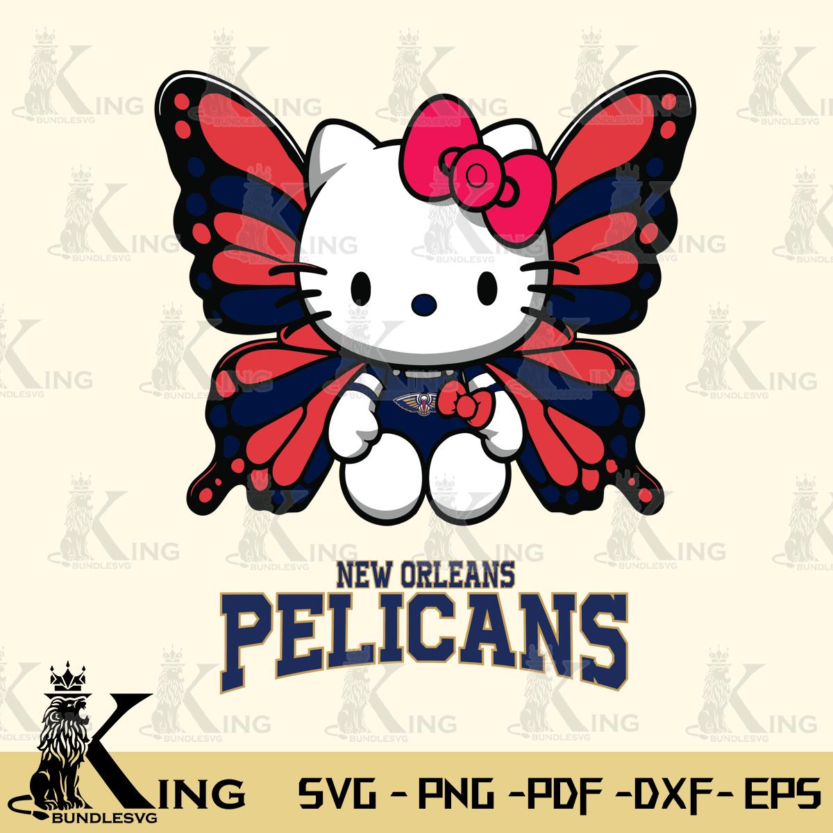 New Orleans Pelicans Butterfly Kitty Delight Svg Eps Dxf Png File, Digital Download