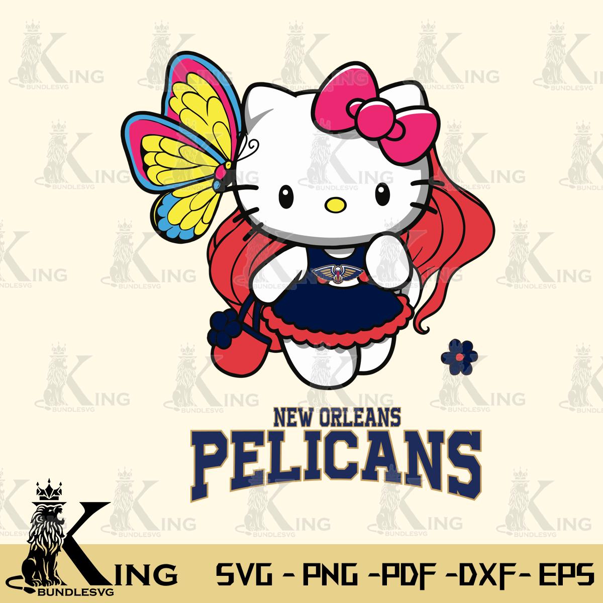 New Orleans Pelicans Kitty Cartoon Svg Eps Dxf Png File, Digital Download