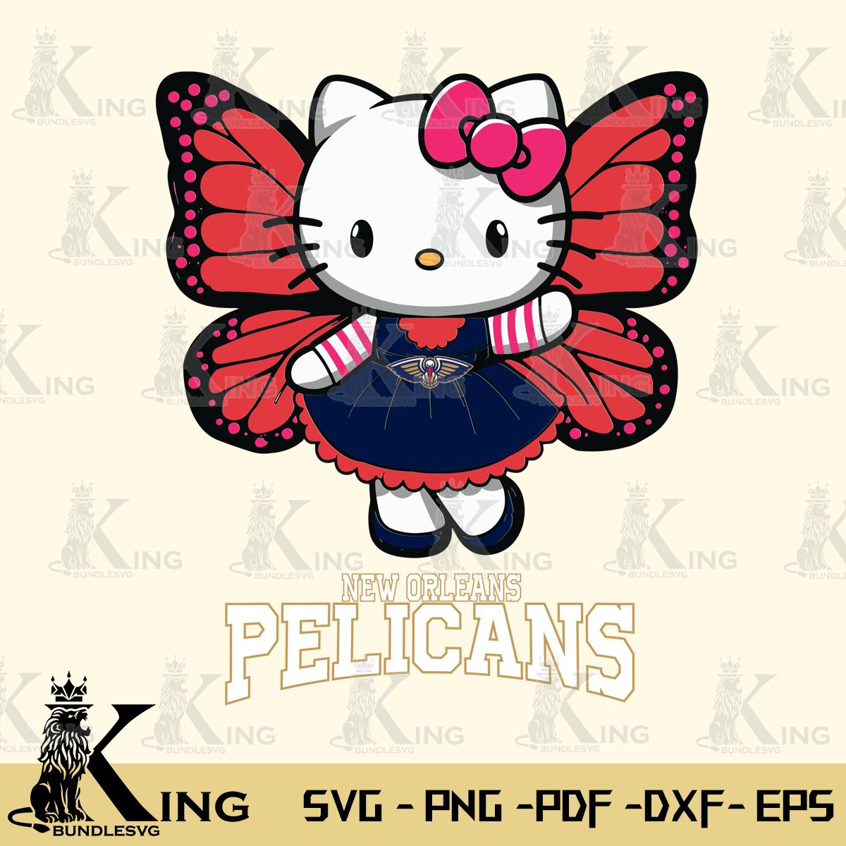 New Orleans Pelicans Whimsical Kitty Wings Svg Eps Dxf Png File, Digital Download