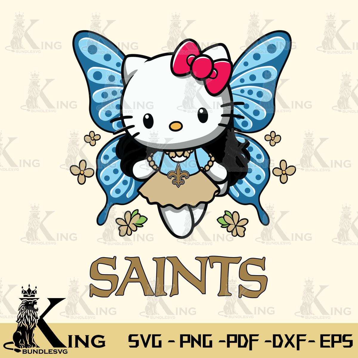 New Orleans Saints Butterfly Kitty Charm Svg Eps Dxf Png File, Digital Download