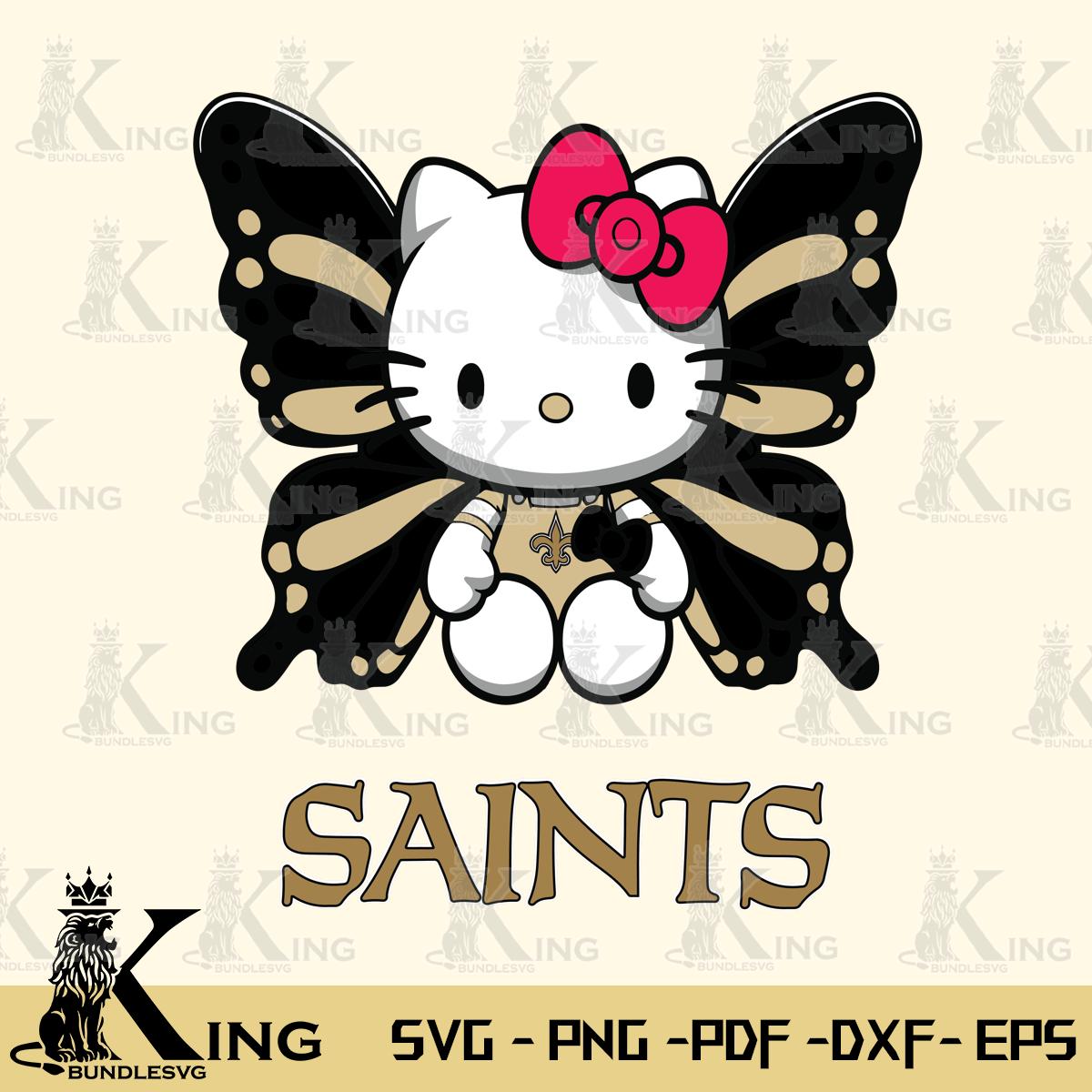 New Orleans Saints Butterfly Kitty Delight Svg Eps Dxf Png File, Digital Download