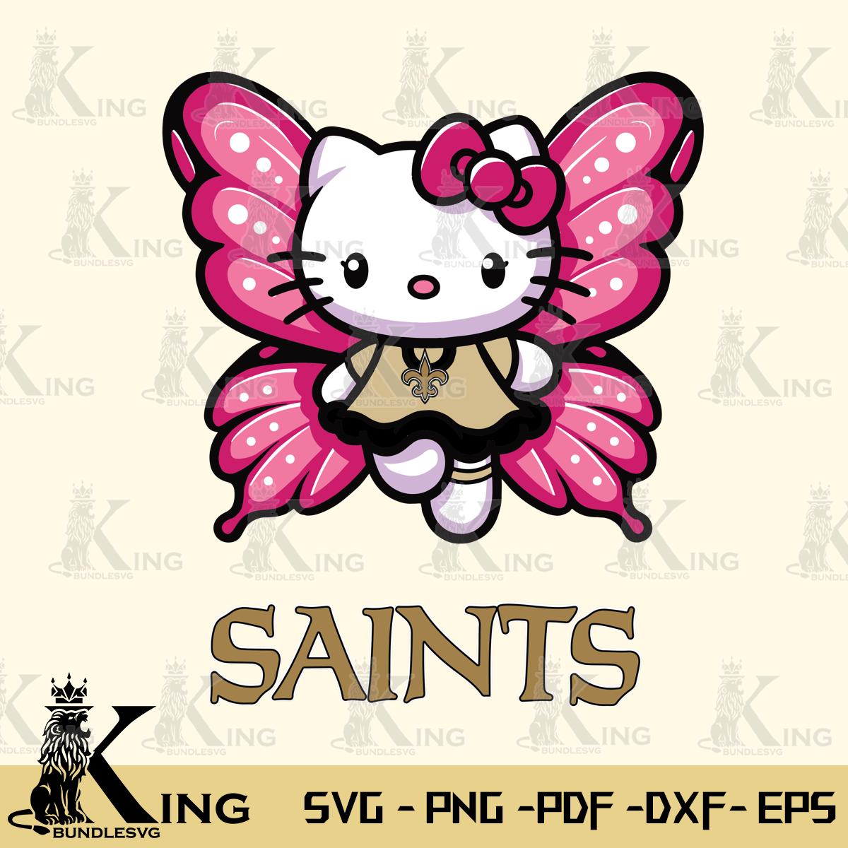 New Orleans Saints Hello Kitty Dreamscape Svg Eps Dxf Png File, Digital Download