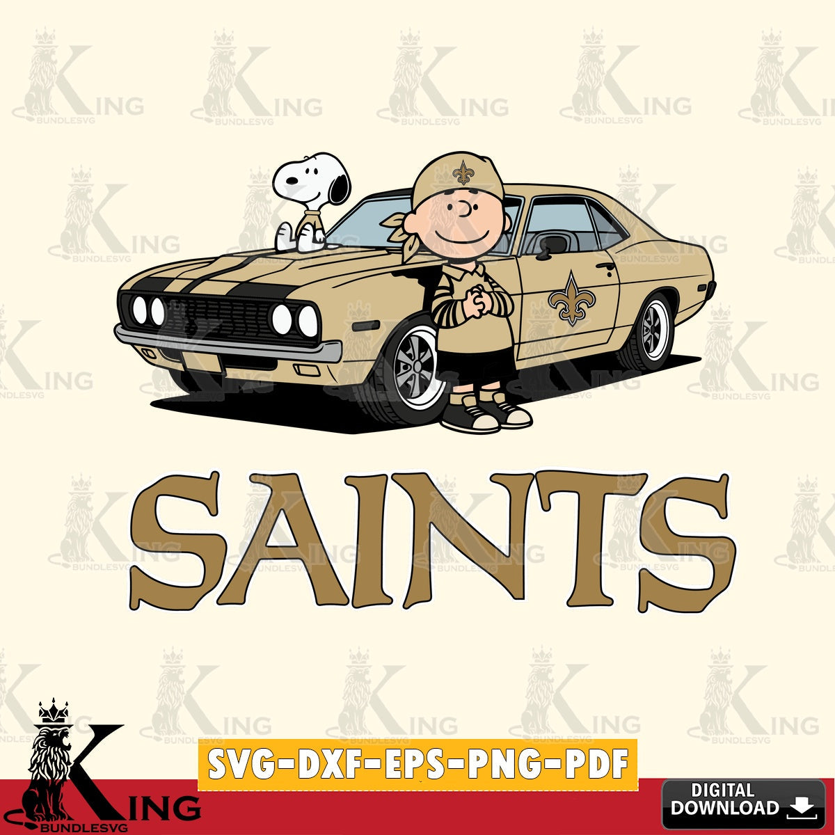 New Orleans Saints Peanuts Muscle Car Cricut file , Cut file , Digital Download , PDF File , Instant Download