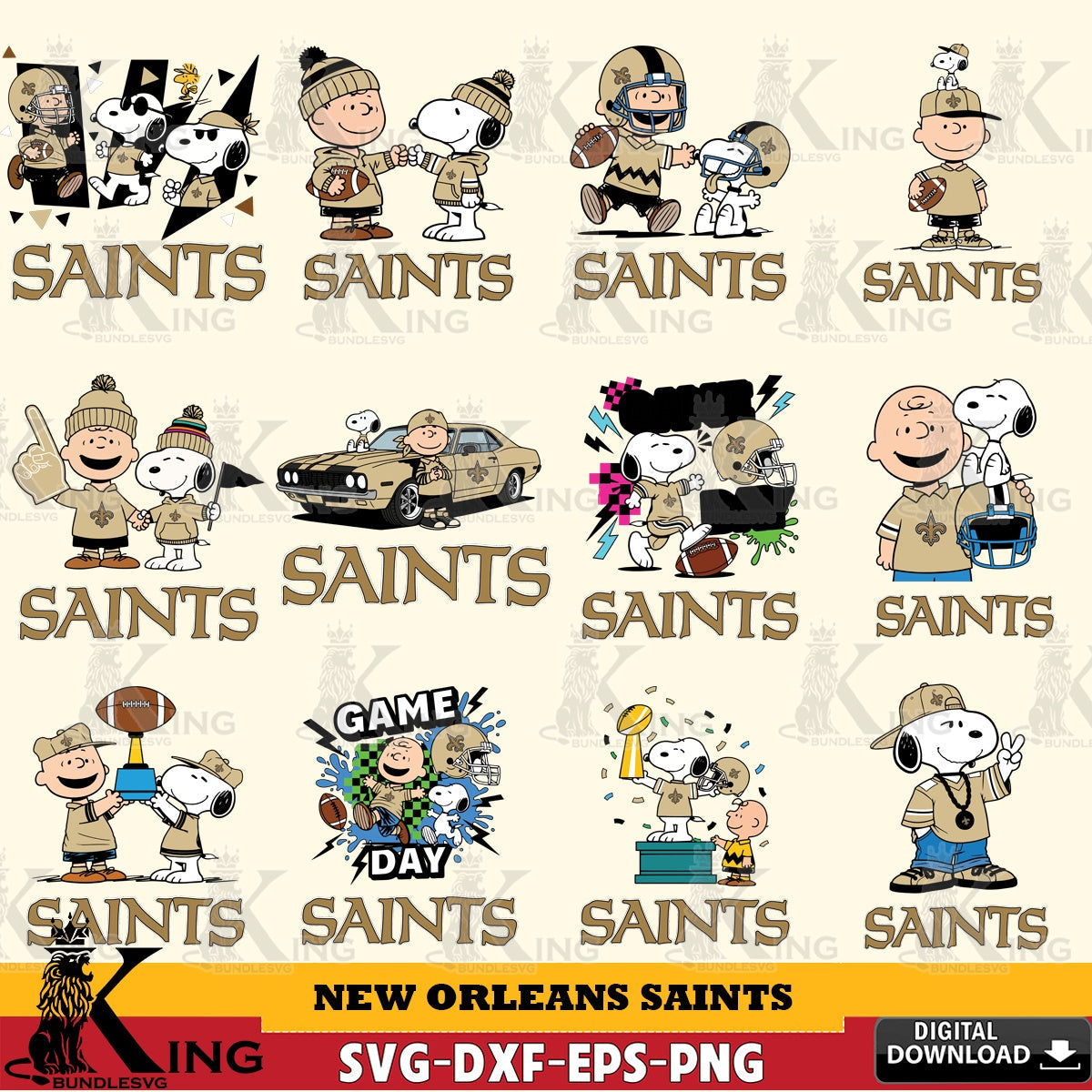 New Orleans Saints Peanuts Play Football NFL Bundle Cricut file , Cut file , Digital Download , PDF File , Instant Download