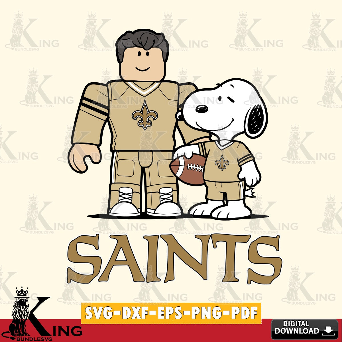 New Orleans Saints Roblox & Snoopy Football SVG file , Cricut, NFL File cut , Digital Download , PDF File