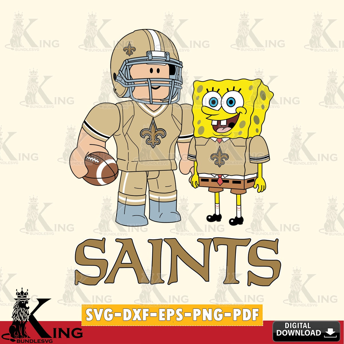 New Orleans Saints Roblox & Spongebob Football SVG file , Cricut, NFL File cut , Digital Download , PDF File