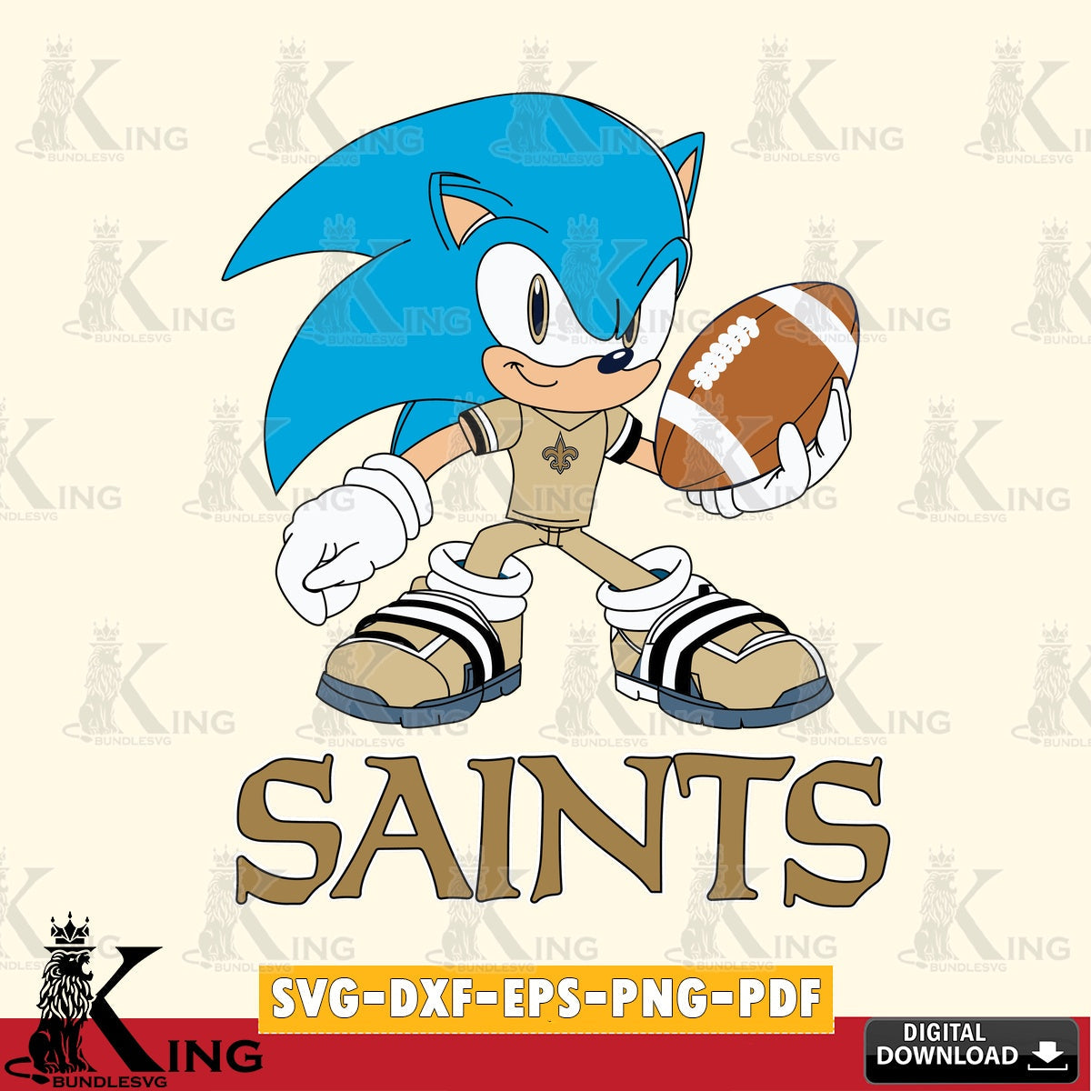 Stylish representation of New Orleans Saints Sonic Rugby, a cut file ideal for vinyl projects and T-shirt printing