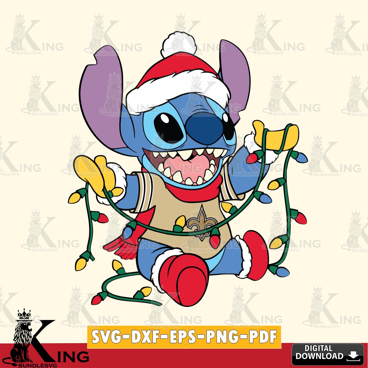 New Orleans Saints Stitch Christmas Lights SVG, NFL for Cricut, Silhouette, Digital Download , file cut