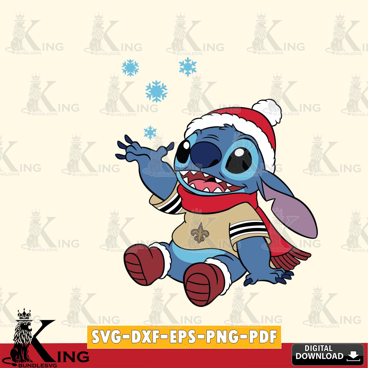 New Orleans Saints Stitch Wearing Winter Scarf SVG, NFL for Cricut, Silhouette, Digital Download , file cut