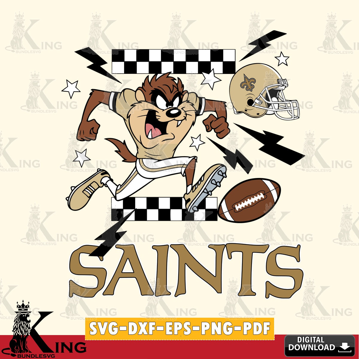 New Orleans Saints Taz Football Lightning Cut file , Digital Download , Instant Download, Looney Tunes svg, Football svg