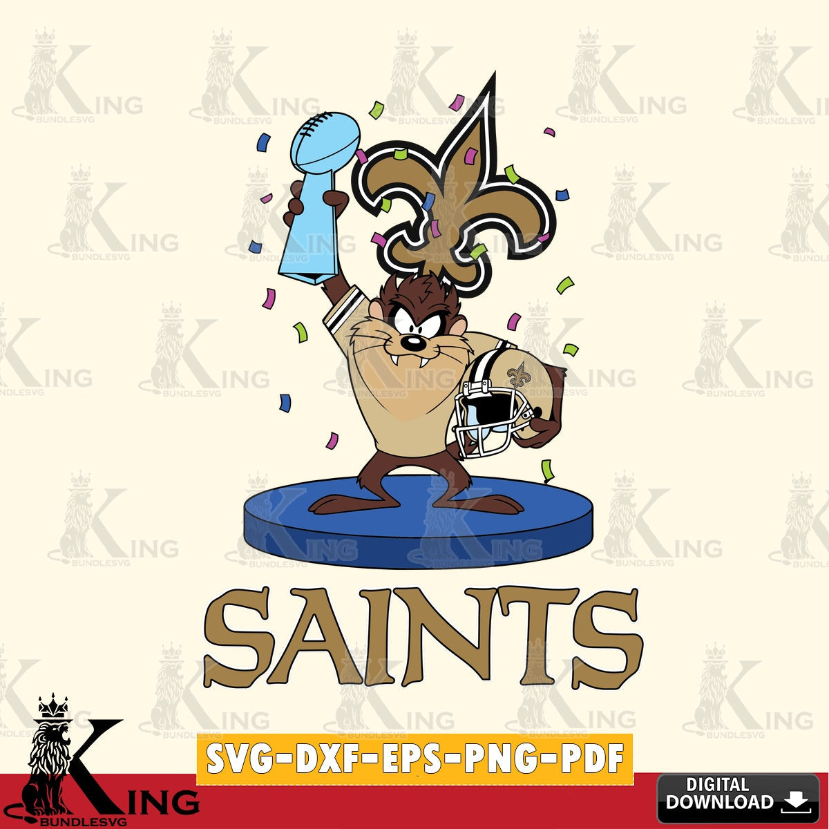New Orleans Saints Taz Trophy Podium Cut file , Digital Download , Instant Download, Looney Tunes svg, Football svg