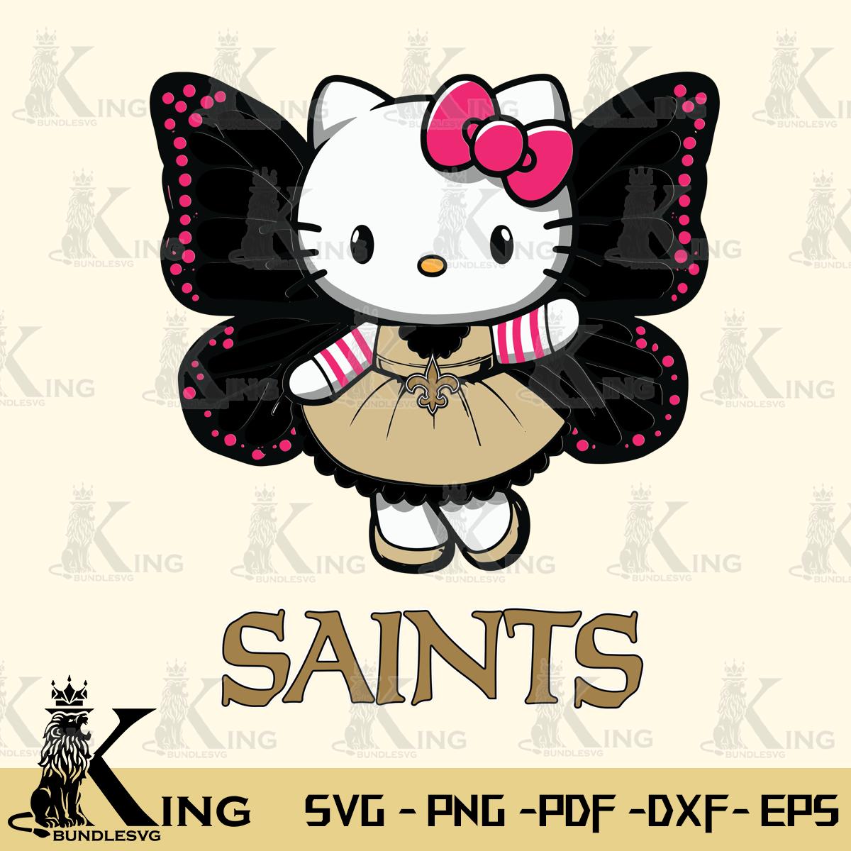 New Orleans Saints Whimsical Kitty Wings Svg Eps Dxf Png File, Digital Download