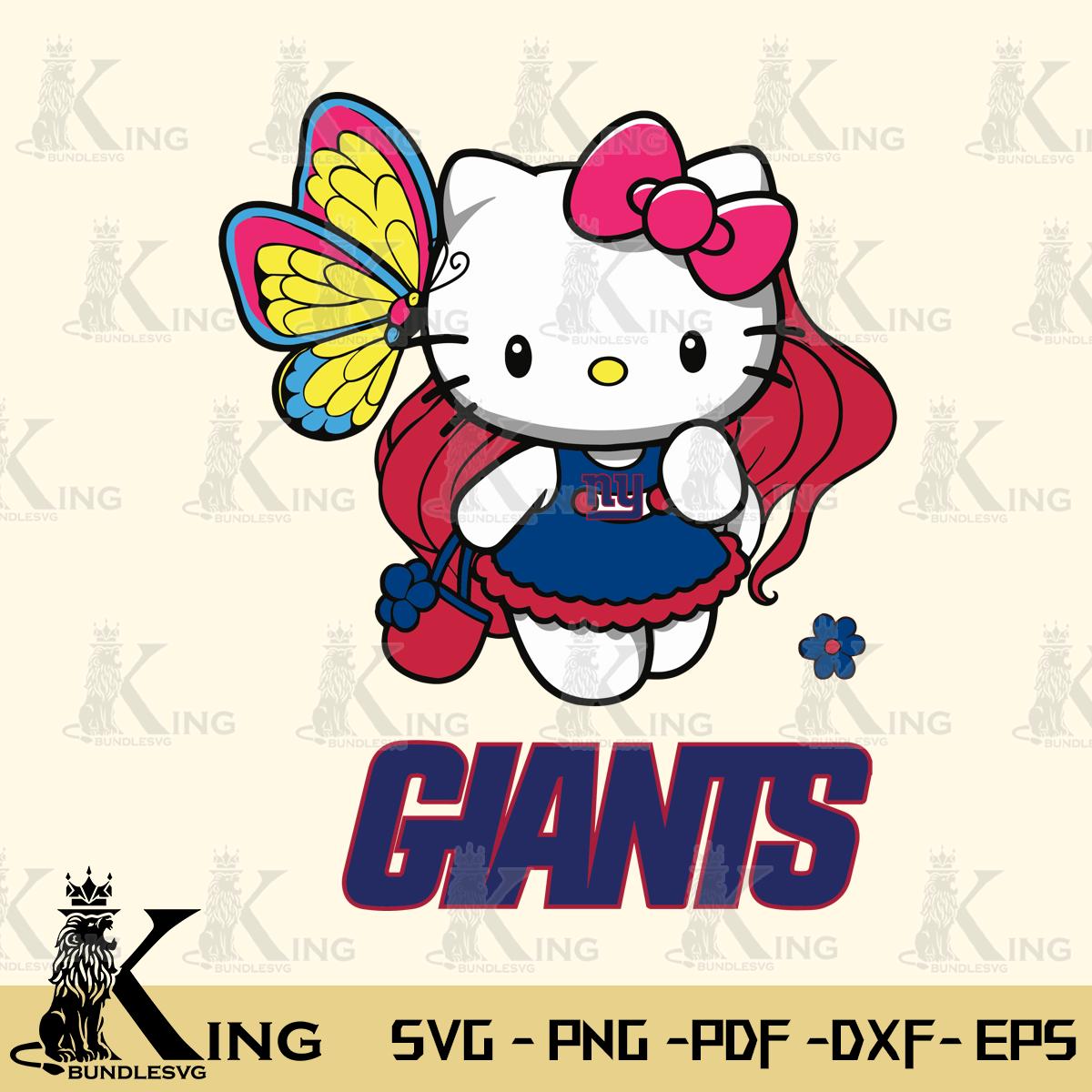 New York Giants Kitty Cartoon Svg Eps Dxf Png File, Digital Download