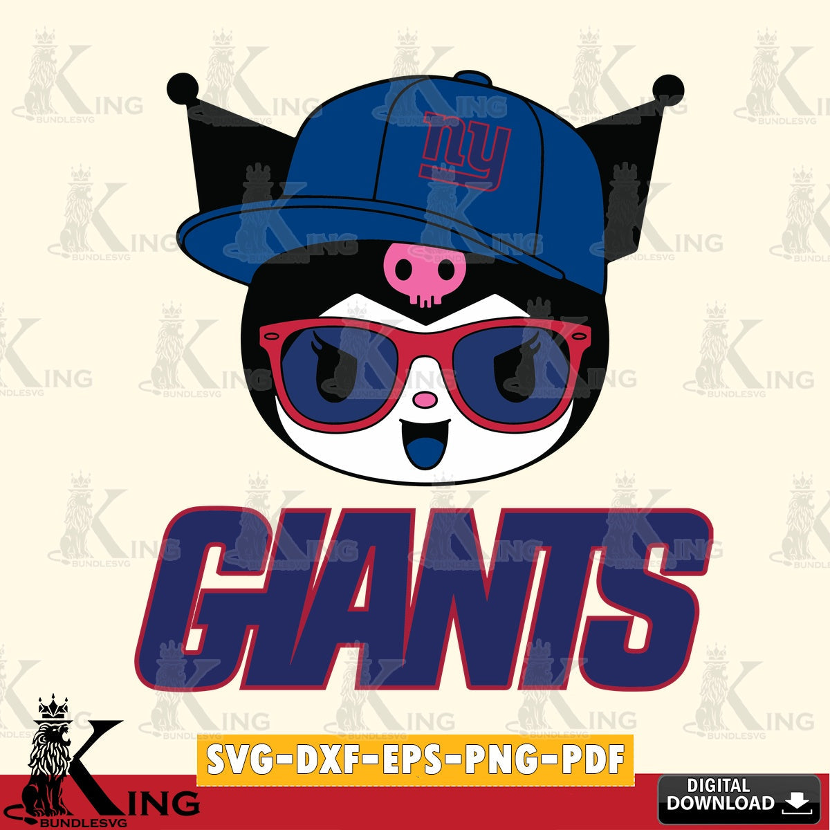 New York Giants Kuromi Football Cool SVG file, Cricut, Cut file , Digital Download , Instant Download, Sanrio svg, Clipart