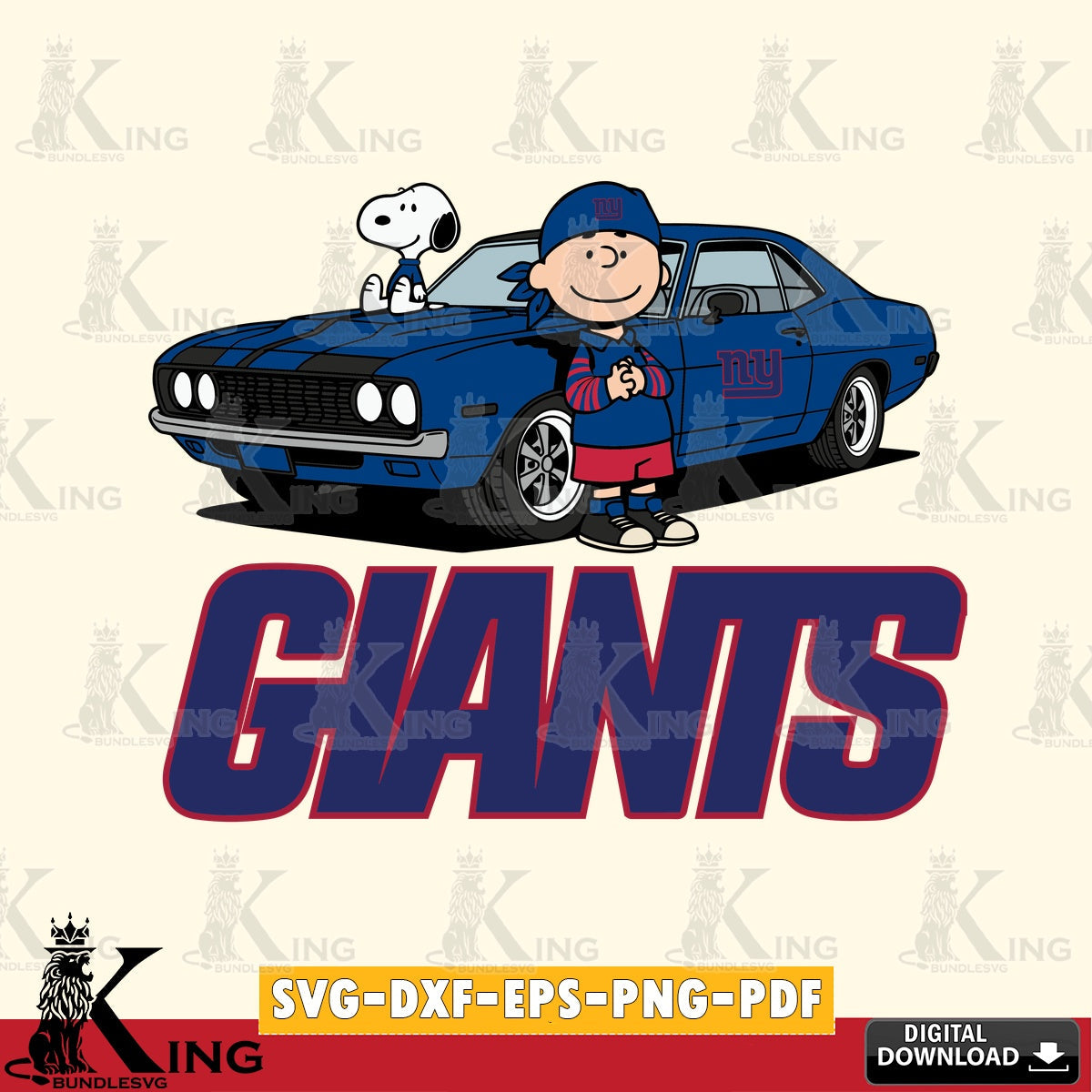 New York Giants Peanuts Muscle Car Cricut file , Cut file , Digital Download , PDF File , Instant Download
