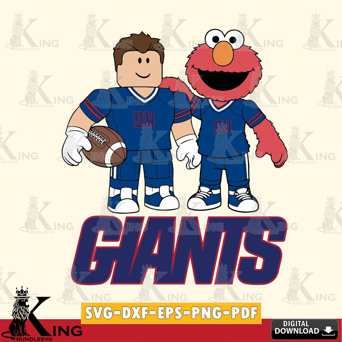 New York Giants Roblox & Elmo Football SVG file , Cricut, NFL File cut , Digital Download , PDF File