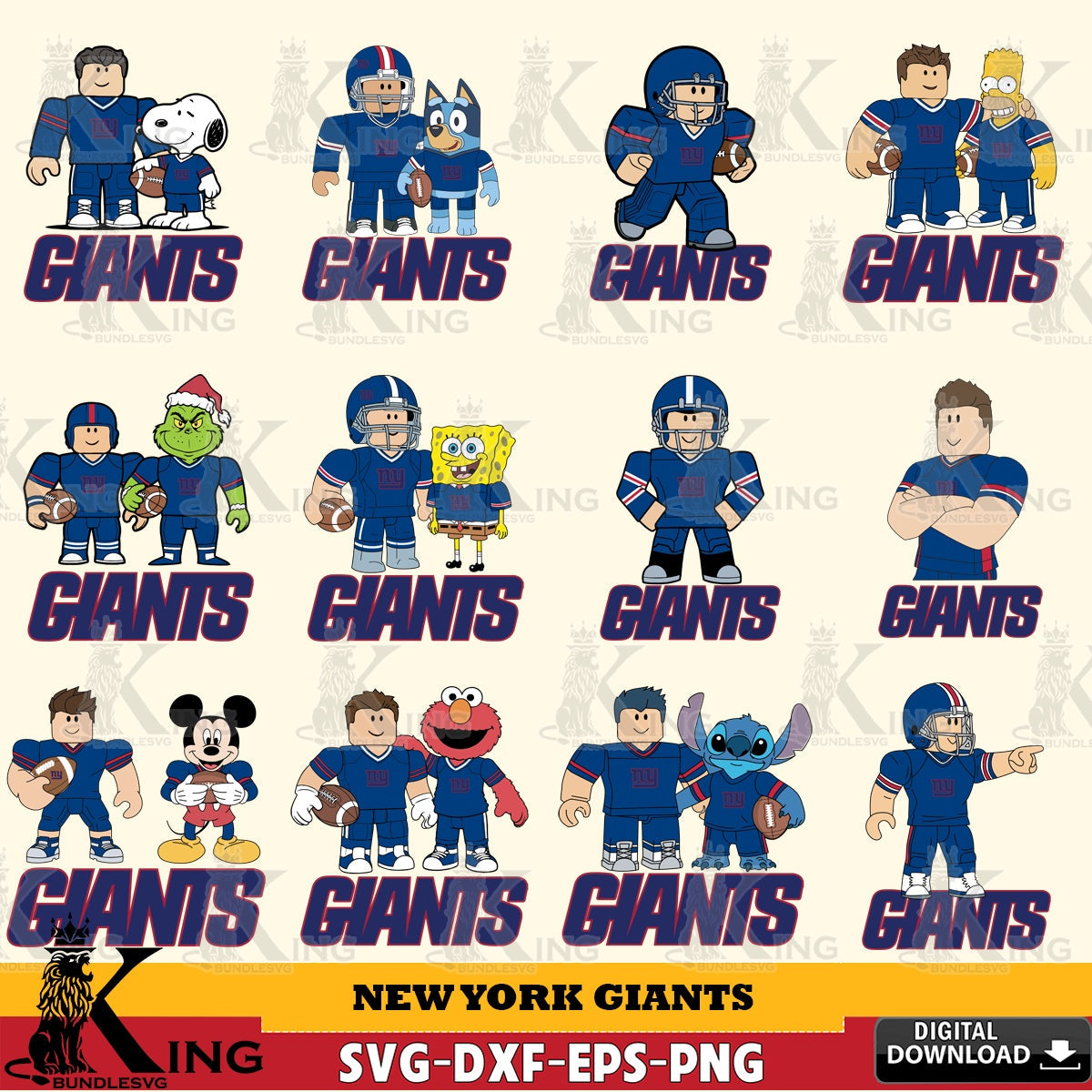 New York Giants Roblox With Friends football NFL Bundle SVG file , Cricut, NFL File cut , Digital Download , PDF File