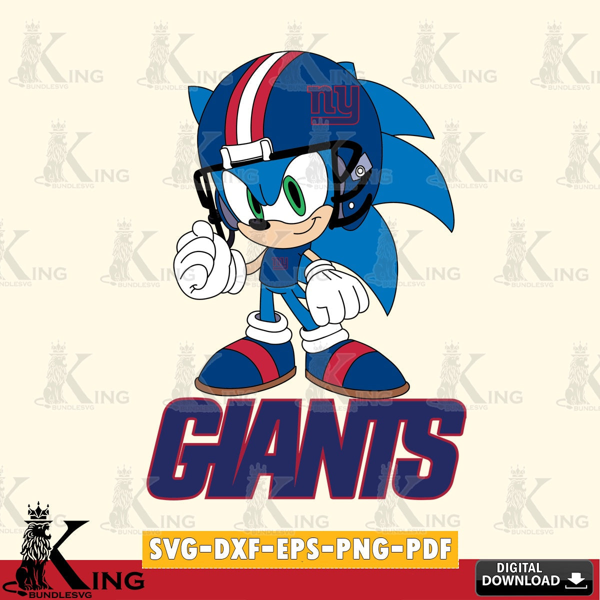 Printable art of New York Giants Sonic Football Mascot, high-quality vector for DIY scrapbooking and home decor