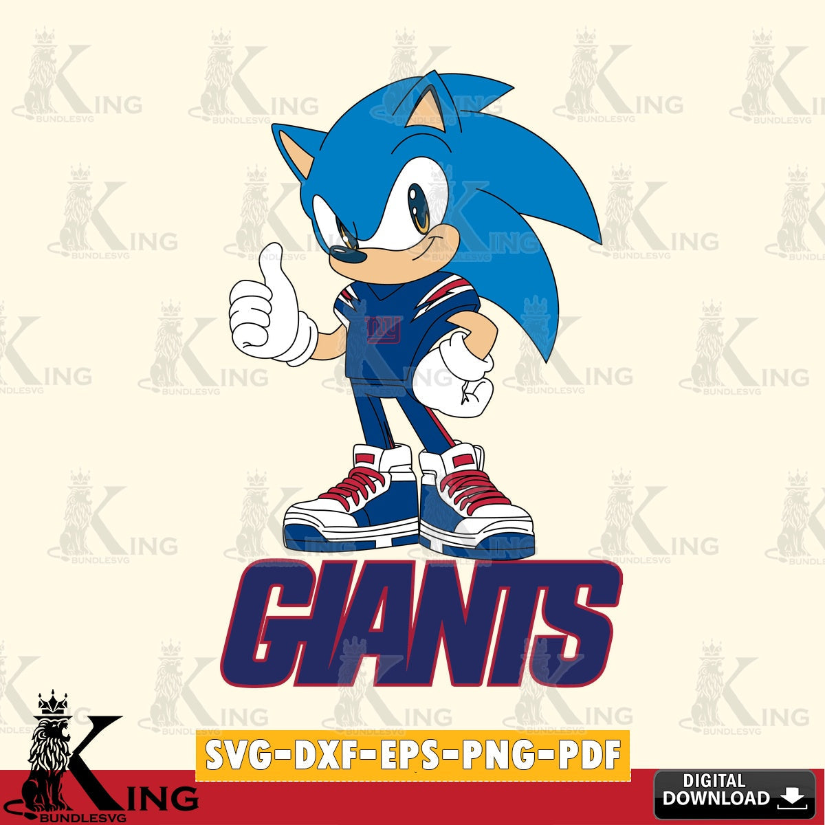 New York Giants Sonic Like Football SVG file, Vector , Digital Download , PDF File , Instant Download