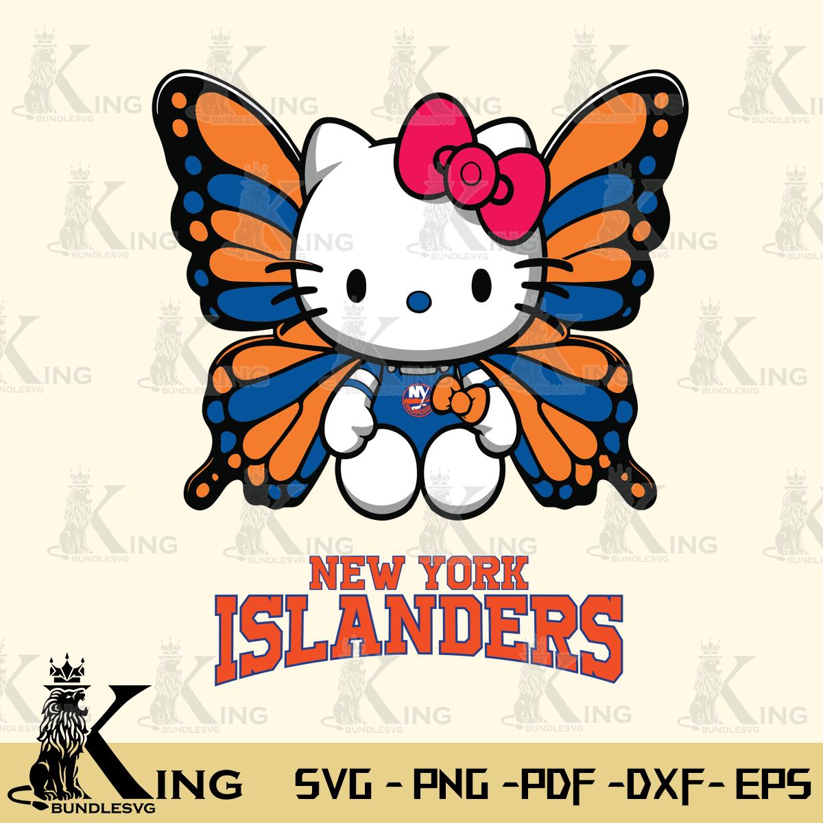 New York Islanders Butterfly Kitty Delight Svg Eps Dxf Png File, Digital Download