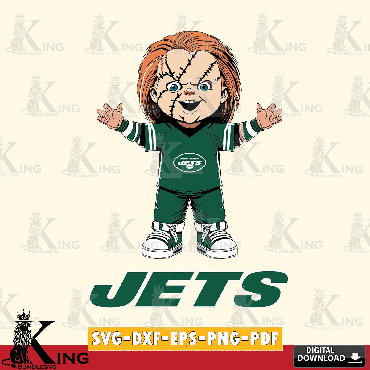 Vector design showing New York Jets Chucky Football, a digital clipart compatible with laser engraving and cutting