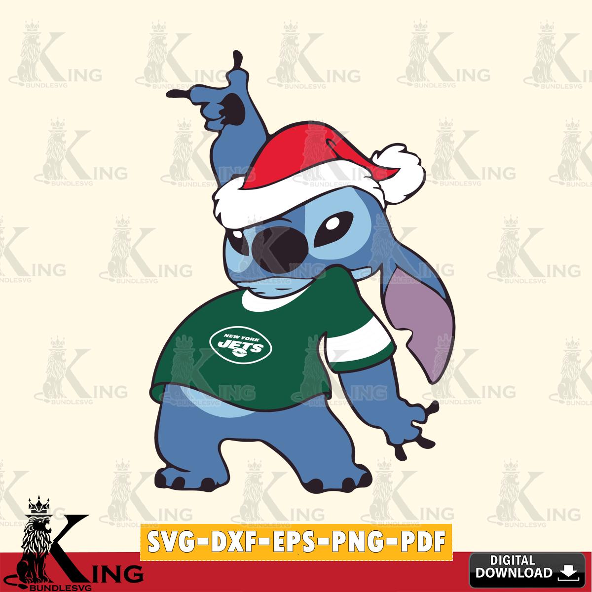 New York Jets Disney Lilo & Stitch Christmas SVG, NFL for Cricut, Silhouette, Digital Download , file cut