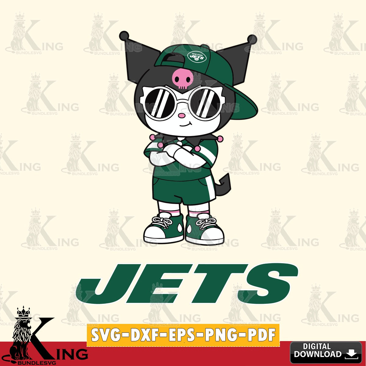 New York Jets Kuromi Football Jersey SVG file, Cricut, Cut file , Digital Download , Instant Download, Sanrio svg, Clipart