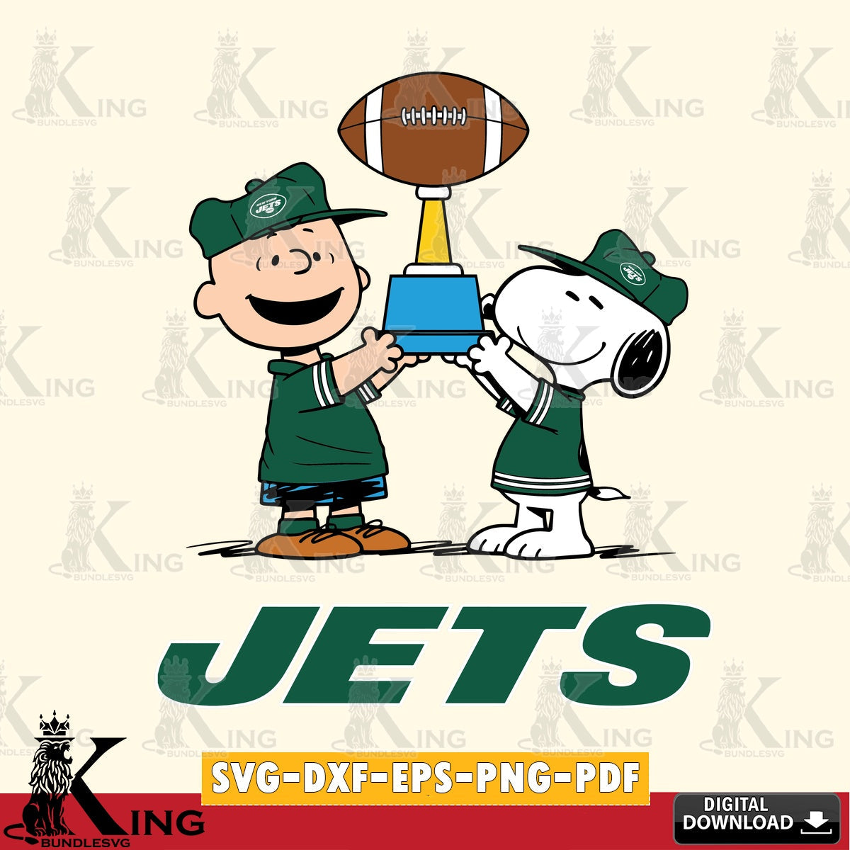 New York Jets Peanuts Football Trophy Cricut file , Cut file , Digital Download , PDF File , Instant Download