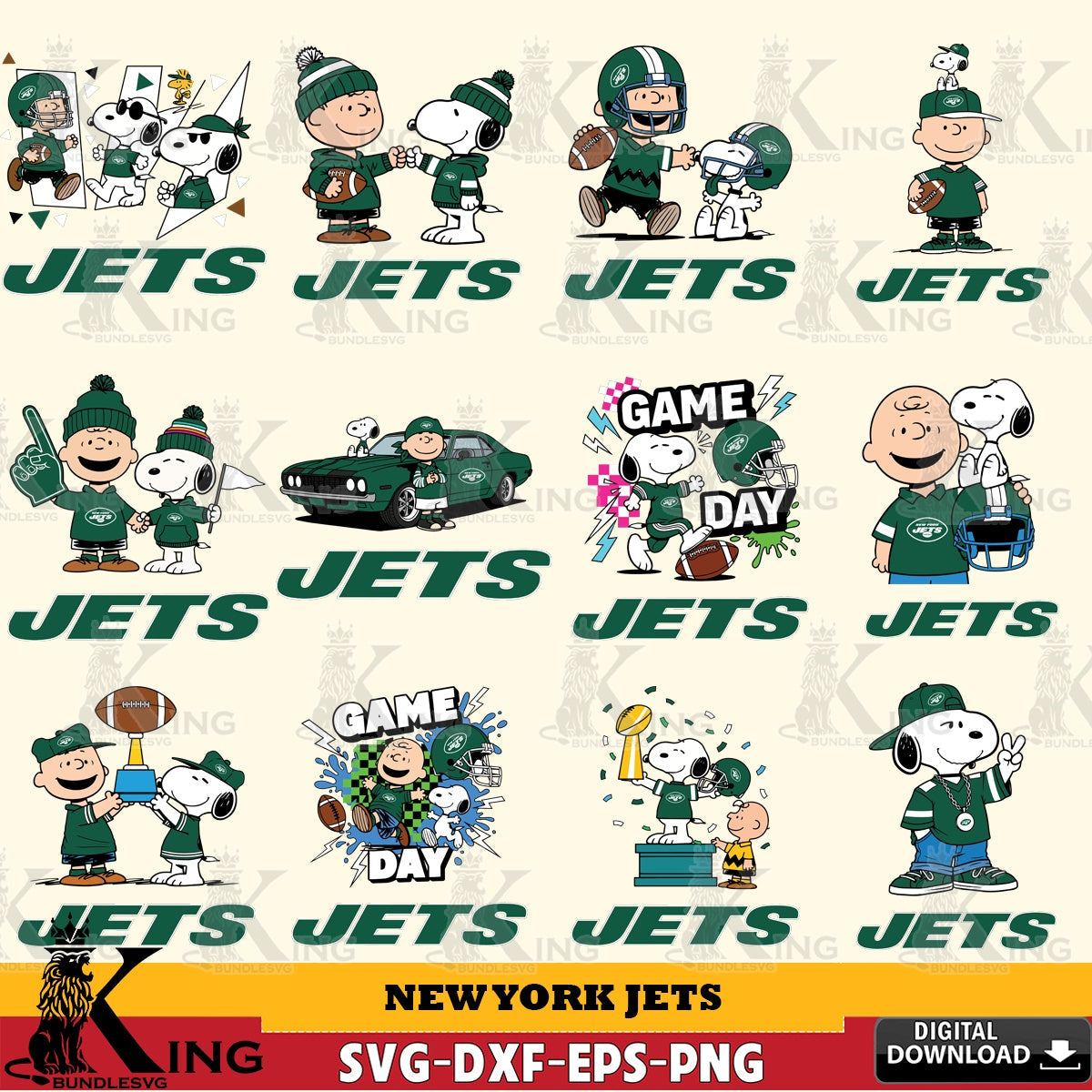 New York Jets Peanuts Play Football NFL Bundle Cricut file , Cut file , Digital Download , PDF File , Instant Download